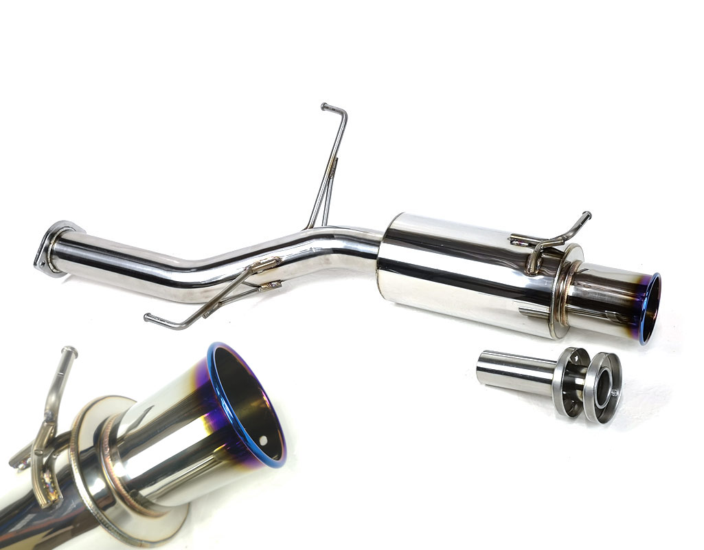 MITSUBISHI EVO 7 8 & 9 STAINLESS STEEL EXHAUST MUFFLER FLAME BLUE TIP GT BOX |   M2 MOTORSPORT / M2-EVO7-9-RB3BT